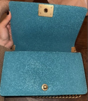Chanel Turquoise Quilted Caviar Old Medium Boy Bag Brushed Gold Hardware, 2019 - 5
