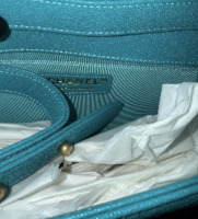 Chanel Turquoise Quilted Caviar Old Medium Boy Bag Brushed Gold Hardware, 2019 - 6