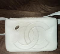 Chanel CC Mania waist belt bag in white lambskin leather - 4