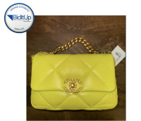 Shiny Lambskin Quilted Medium Chanel 19 Flap Neon Yellow