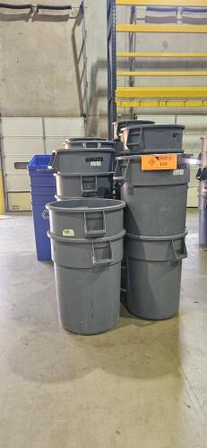 Lot of (32) Assorted Uline Brute Rubbermaid Trash Bins / Recycling Bins