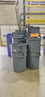 Lot of (32) Assorted Uline Brute Rubbermaid Trash Bins / Recycling Bins