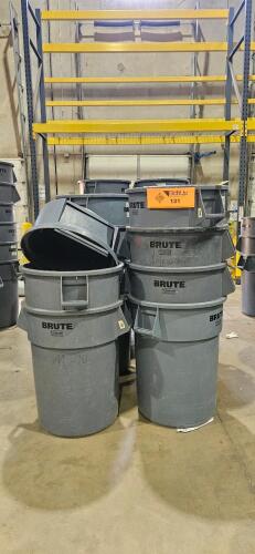 Lot of (32) Assorted Uline Brute Rubbermaid Trash Bins