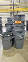 Lot of (32) Assorted Uline Brute Rubbermaid Trash Bins