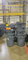 Lot of (32) Assorted Uline Brute Rubbermaid Trash Bins