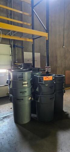 Lot of (32) Assorted Uline Brute Rubbermaid Trash Bins
