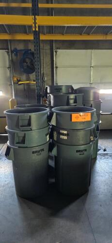 Lot of (27) Assorted Uline Brute Rubbermaid Trash Bins