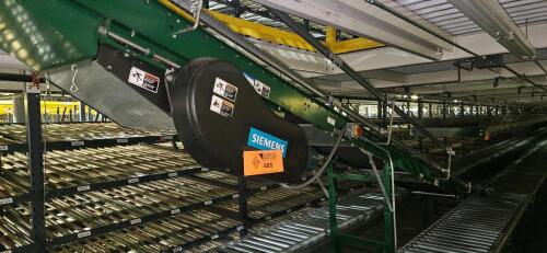 Belt-On Roller Incline Conveyor, w/ Gate Limit Switch