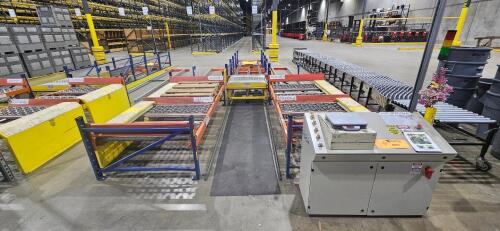 Automatic Pallet Sorting Station, w/ 42" Roller Conveyor Transfer Table