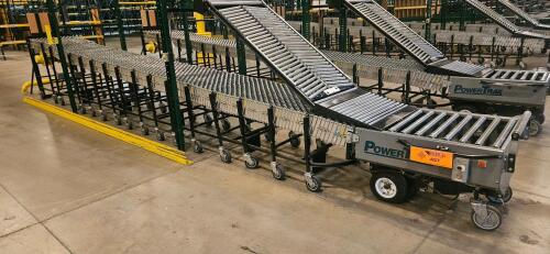 FMH PowerTrax Mobile Power Assist Heavy Duty 28" Roller Conveyor, w/ BestFlex 300 30" Skate Wheels