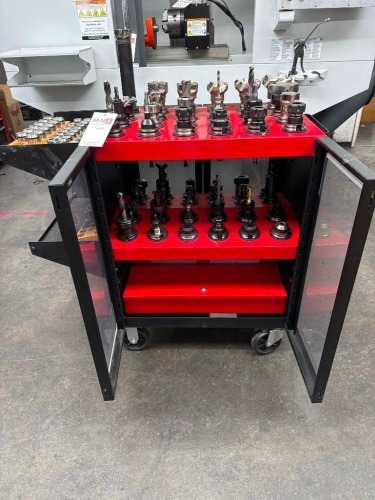 Hout Toolscoot Rolling Cart Includes: (48) CT-40 Tool Holders, Assorted Face Milling Cutters