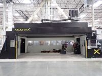 2020 MULTIAX MODEL: MULTIAX A, 5-AXIS HEAVY DUTY CLOSED STRUCTURE HIGH RAIL GRANTY TYPE CNC MACHINE, PRODUCTION ORDER: A0105-7232, SERIAL. NO. : A01051019, (LARGE METAL CIRCLES ARE NOT PART OF LOT)