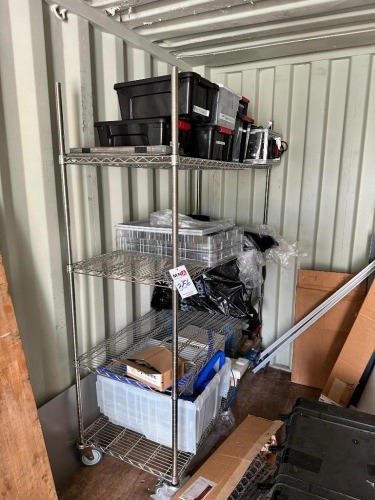 Miscellaneous Storage Bins, Rolling Rack, Shop Cart, and Hooks